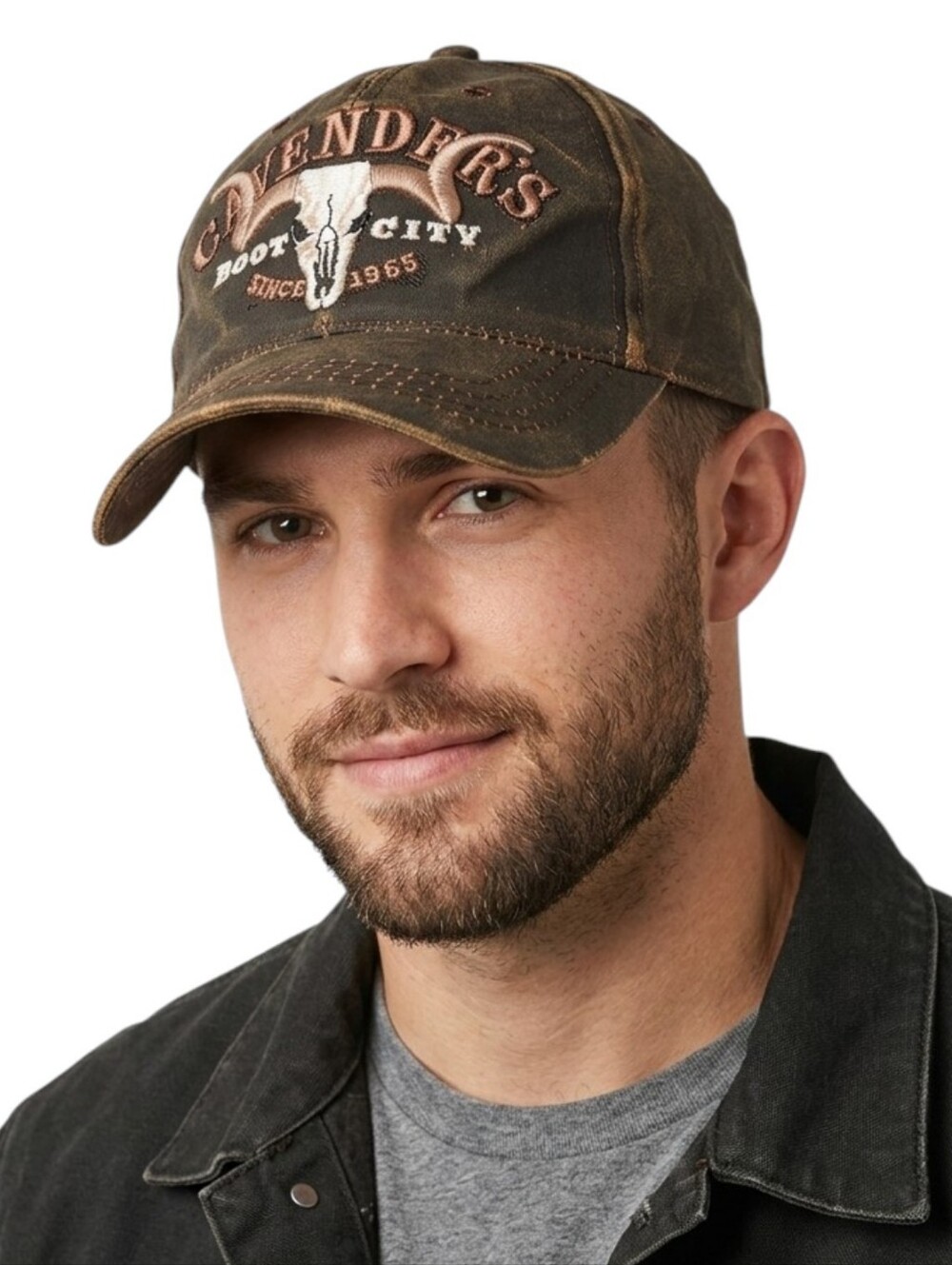 Cavender's Boot City Distressed Brown Embroidered Longhorn Trucker Hat OSFM